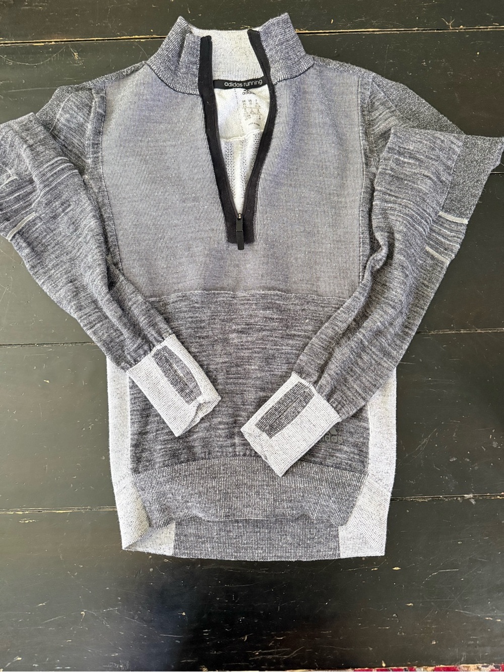 adidas Light Gray Marled Quarter-Zip Running Pullover